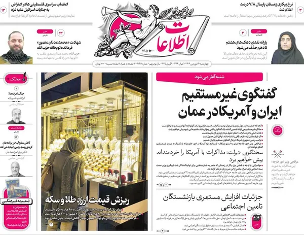 صفحه نخست روزنامه‌های کشور - چهارشنبه ۲۰ فروردین ۱۴۰۴
