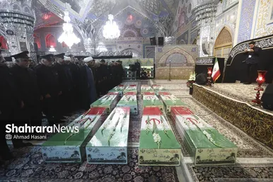 گزارش تصویری | آیین وداع با پیکر ۱۳ شهید گمنام در حرم مطهر رضوی