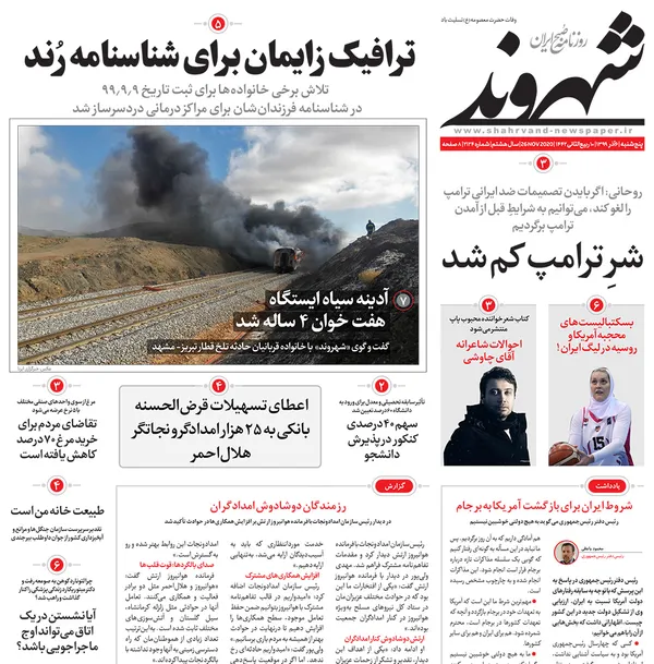 صفحه نخست روزنامه‌های کشور - پنجشنبه ۶ آذر ۱۳۹۹