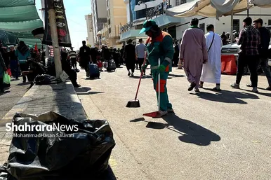عکس | خدمت رسانی پاکبانان مشهدی به زائران اربعین در نجف اشرف