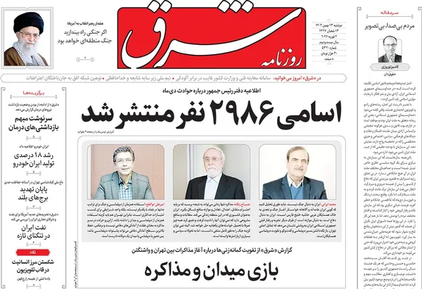 صفحه نخست روزنامه‌های کشور - دوشنبه ۱۳ بهمن ۱۴۰۴