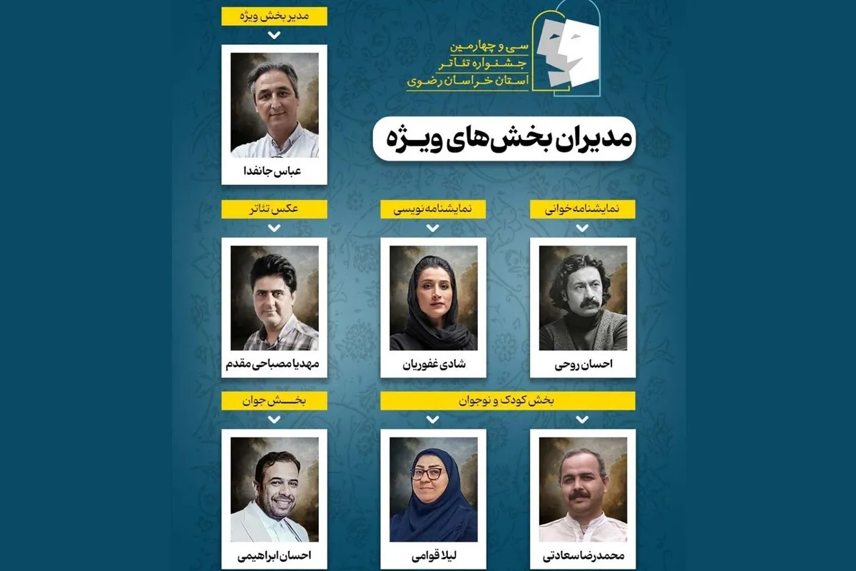 معرفی مدیران بخش ویژه جشنواره تئاتر خراسان رضوی (رضوان)