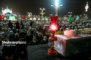مراسم وداع با پیکر شهید حجت‌الاسلام محمد اصلانی در حرم مطهر رضوی