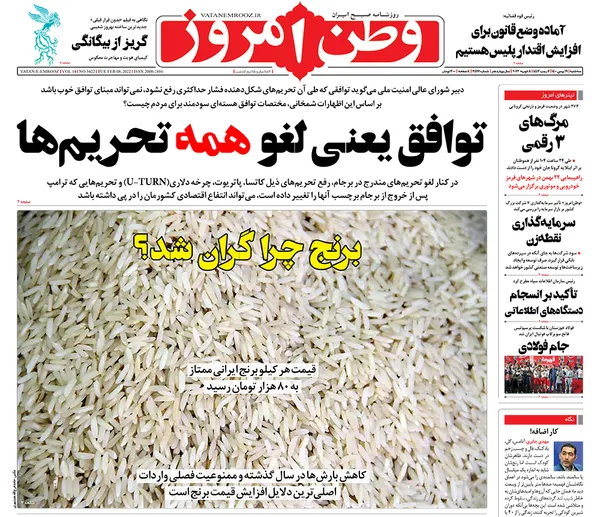 صفحه نخست روزنامه‌های کشور - سه‌شنبه ۱۹ بهمن ۱۴۰۰