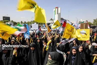 گزارش تصویری | تجمع دانش آموزان مشهدی در محکومیت کشتار کودکان غزه