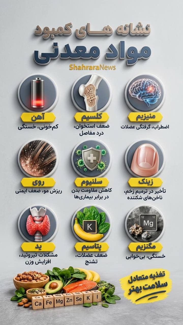 اینفوگرافی| نشانه‌های کمبود مواد معدنی