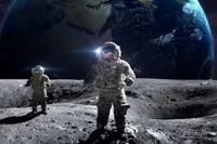 ویدئو| تقلای خنده‌دار فضانوردان برای راه رفتن روی ماه