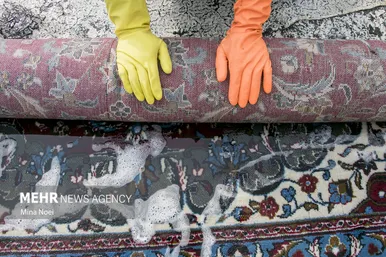کوچه‌های تبریز خوش رنگ از قالیشویی آخر سال
