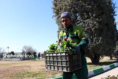 گل‌کاری در نقاط مختلف شهر مشهد