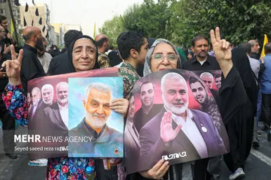 عکس‌هایی از مراسم تشییع پیکر شهید اسماعیل هنیه در تهران- ۲