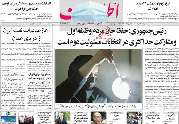 صفحه نخست روزنامه‌های کشور - یکشنبه ۲ خرداد ۱۴۰۰