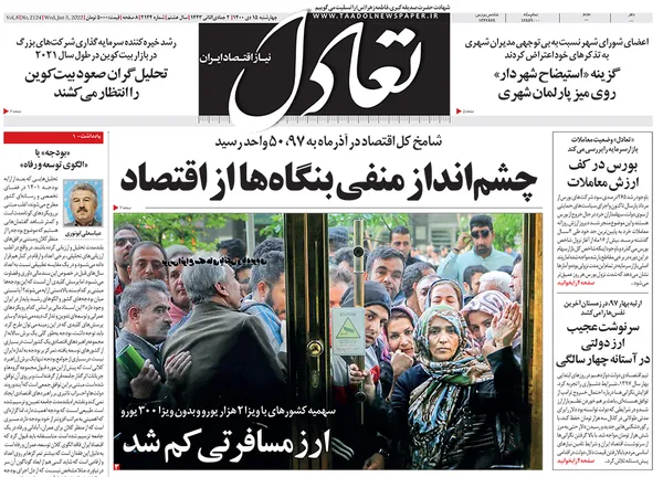 صفحه نخست روزنامه‌های کشور - چهارشنبه ۱۵ دی ۱۴۰۰