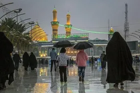 ویدئو| حال و هوای بارانی و دیدنی حرم مطهر امام حسین(ع)