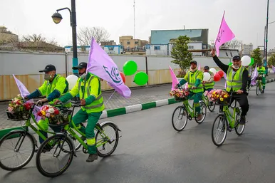 کاروان‌های گل دوچرخه‌سوار منتظران بهار