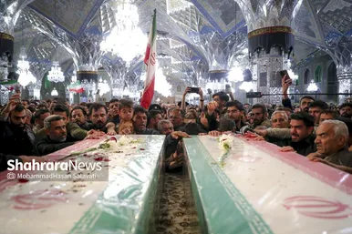 گزارش تصویری |  وداع با پیکر مطهر ۵ شهید خراسانی حمله آمریکایی-صهیونی در حرم مطهر رضوی