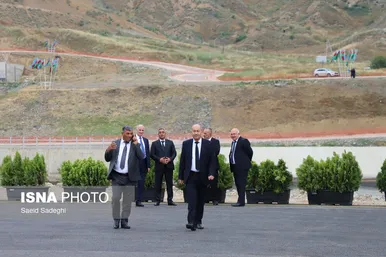 عکس‌های بهره‌برداری از طرح مشترک سد قیز قلعه‌سی توسط روسای جمهور ایران و آذربایجان
