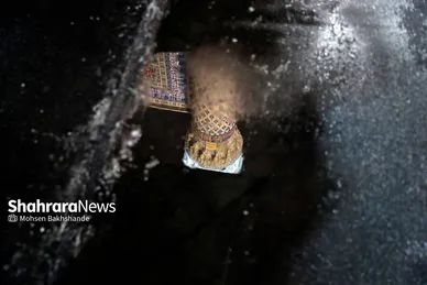 بارش برف زمستانی در حرم مطهر رضوی