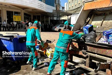عکس | خدمت رسانی پاکبانان مشهدی به زائران اربعین در نجف اشرف