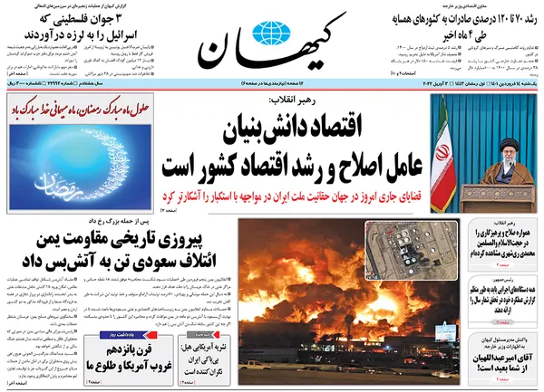 صفحه نخست روزنامه‌های کشور - یکشنبه ۱۴ فروردین ۱۴۰۱