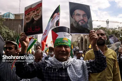 راهپیمایی انزجار مردم مشهد از جنایات رژیم صهیونیستی در لبنان و فلسطین