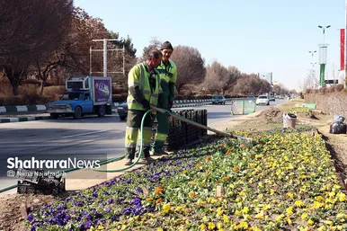 گل‌کاری در نقاط مختلف شهر مشهد