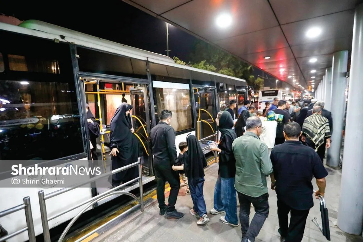 خدمت‌رسانی شبانه‌روزی ناوگان حمل‌ونقل شهری مشهد به زائران