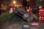 واژگونی سمند در بزرگراه بسیج مشهد حادثه آفرید + تصاویر