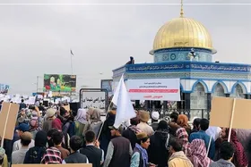 شهروندان پایتخت افغانستان، تجمع ضد صهیونیستی را در کنار نماد &laquo;مسجدالاقصی&raquo; برپا کردند
