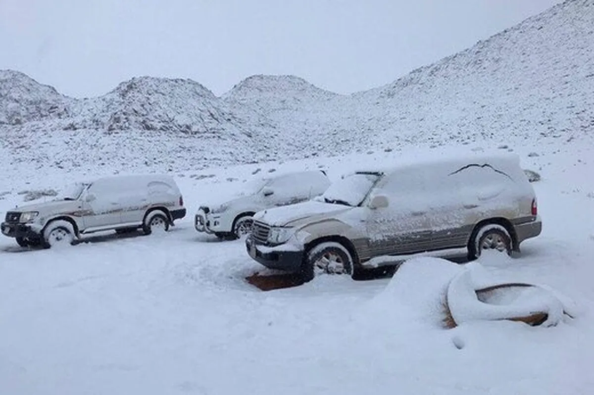 ویدئو| بارش برف در عربستان