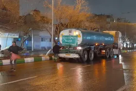 انجام عملیات یخ&zwnj;آب زمستانه در سطح فضای سبز شهر مشهد&nbsp;