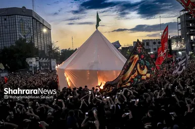 گزارش تصویری | مراسم خیمه سوزان عصر عاشورا در مشهد