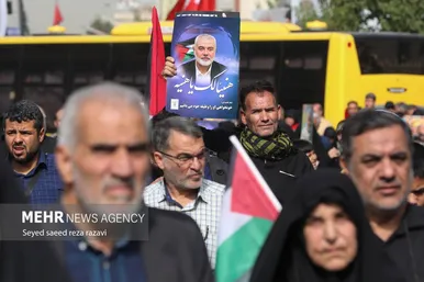 عکس‌هایی از مراسم تشییع پیکر شهید اسماعیل هنیه در تهران- ۲