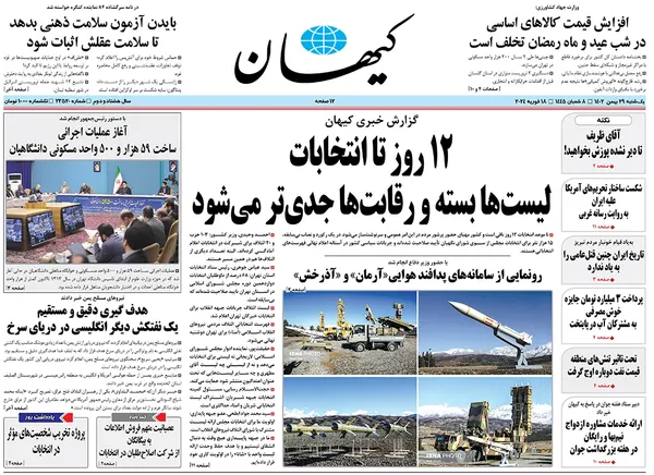 صفحه نخست روزنامه‌های کشور - یکشنبه ۲۹ بهمن ۱۴۰۲