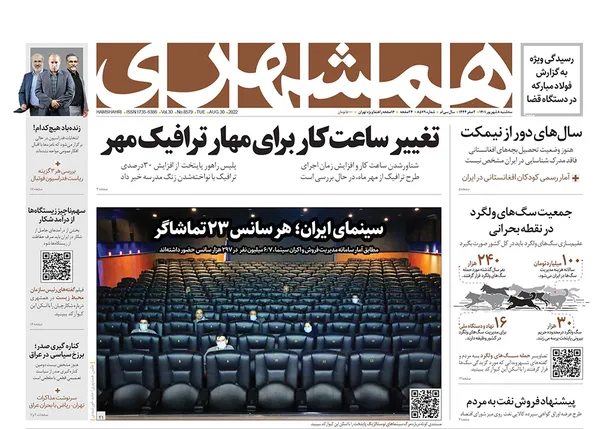 صفحه نخست روزنامه‌های کشور - سه‌شنبه ۸ شهریور ۱۴۰۱