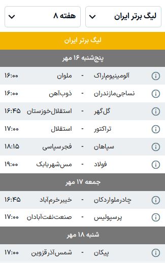 برنامه بازیهای هفته هشتم لیگ برتر فوتبال (فصل ۰۶-۱۴۰۵) | اولین دوئل بزرگ بعد از تعطیلات برنامه بازیهای هفته هشتم لیگ برتر فوتبال (فصل ۰۶-۱۴۰۵) | اولین دوئل بزرگ بعد از تعطیلات