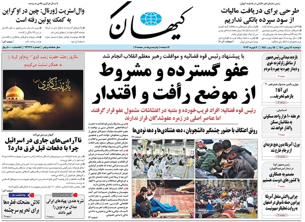 صفحه نخست روزنامه‌های کشور - دوشنبه ۱۷ بهمن ۱۴۰۱