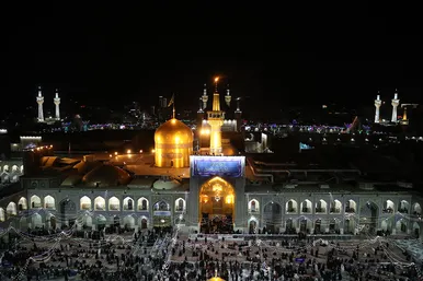 طنین نوای الله اکبر از گلدسته های حرم رضوی