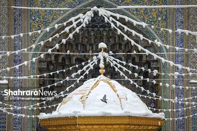 بارش برف در حرم مطهر رضوی