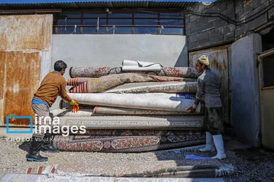 عکس‌هایی از یک کارگاه قالیشویی در آستانه نوروز
