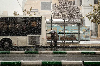 بارش اولین برف پاییزی در حرم مطهر رضوی 