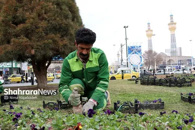 گل‌کاری در نقاط مختلف شهر مشهد