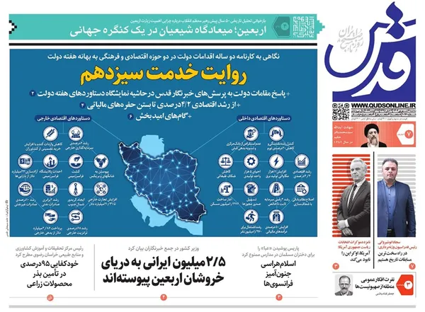 صفحه نخست روزنامه‌های کشور - سه‌شنبه ۷ شهریور ۱۴۰۲