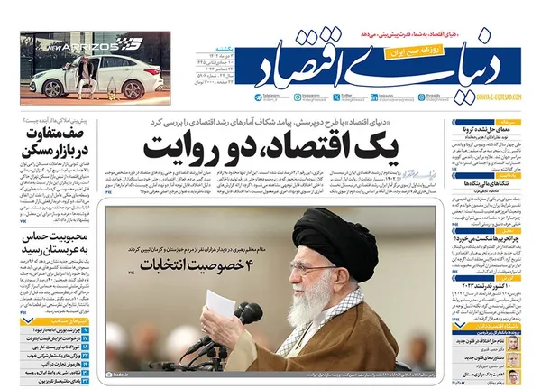 صفحه نخست روزنامه‌های کشور - یکشنبه ۳ دی ۱۴۰۲