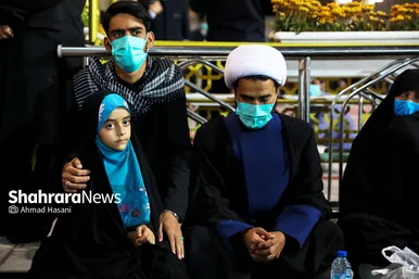 مراسم وداع با پیکر شهید حجت‌الاسلام محمد اصلانی در حرم مطهر رضوی