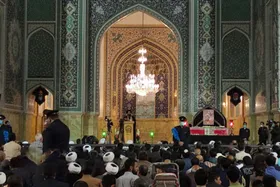 ویدئو | مراسم وداع با روحانیِ شهید، محمد اصلانی در حرم مطهر رضوی