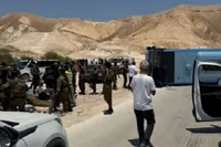 واژگونی اتوبوس نظامیان اسرائیلی در شرق قدس اشغالی