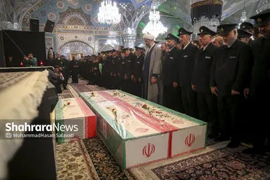 گزارش تصویری |  وداع با پیکر مطهر ۵ شهید خراسانی حمله آمریکایی-صهیونی در حرم مطهر رضوی
