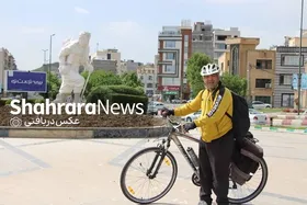 سفیر دوچرخه&zwnj;سوار اهدای خون به مشهدمقدس رسید