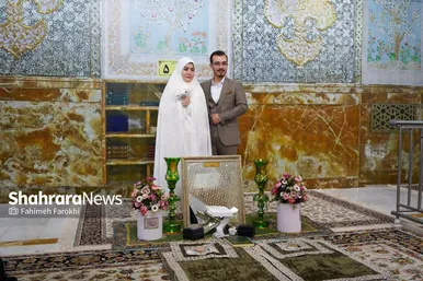 گزارش تصویری | عقد بالا سر حضرت ؛ لحظه شیرین وصال