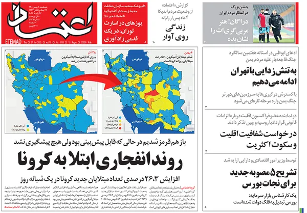 صفحه نخست روزنامه‌های کشور - پنجشنبه ۷ بهمن ۱۴۰۰